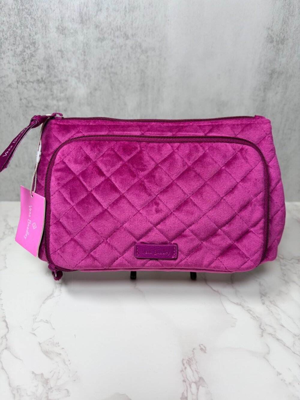 Vera Bradley Majestic Magenta Quilted Velvet Compact Cosmetic Organizer